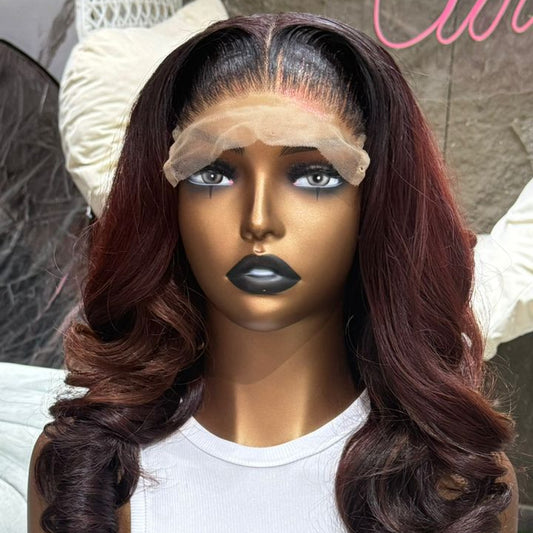 Ombré Vietnamese Donor Hair Bundle Set with Transparent HD Lace 5x5 Closure